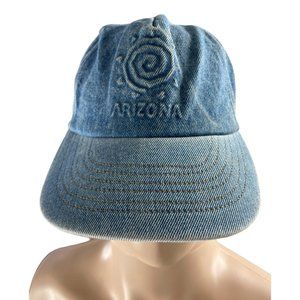 Vtg Arizona Unisex Blue Denim Strapback Baseball Cap Hat Made In USA
